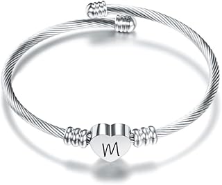 Presentes até 50€ Plata Amor Corazón 26 Letra Inicial Alfabeto A-Z Pulsera Joyería presente Ajustable