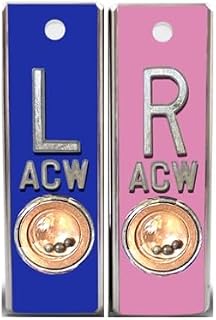 X-Ray Markers, Position Indicator (Aluminum) - Brilliant Blue/Pink, Left & Right Set, 1/2" Lead Letters "L" & "R"