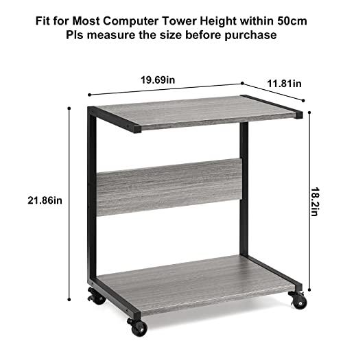 Computer Tower Stand, C-Shape Tall 2-Tier Pc Stand, Computer Tower Floor Stand With Lockable Wheels,Mainly Placed Computer Cases And Printers，Suitable For School, Office, Home(Grey) #TOP1