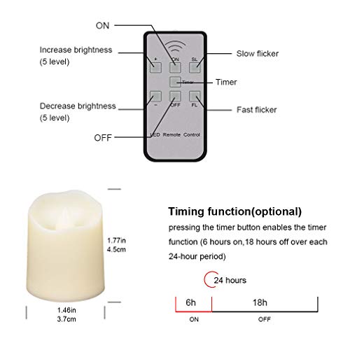 Flameless Candles Tea Light with Remote&Battery Operated Up to 200 Hours,Decorative LED Flickering Timer Votive Electric Night Lamps for Indoors or Outdoors,Churches,Home Decor (6 Pack)