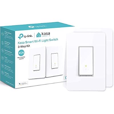 Kasa Smart 2K QHD Security Camera Pan/Tilt, Starlight Sensor & Light Switch HS200P3, Pack of 1, White & 3 Way Switch HS210 KIT, Needs Neutral Wire, 2.4GHz Wi-Fi Light Switch, 2 Count (Pack of 1)