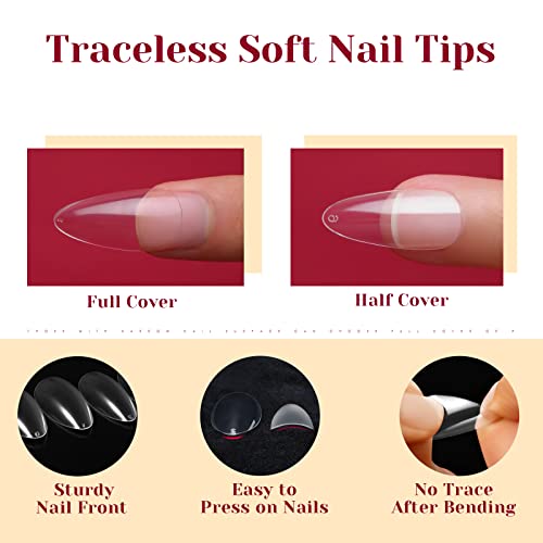 264Pcs Clear Medium Almond Nail Tips,Rosalind Full Cover Clear Fake Nails With Box,12 Size Almond Nail Tips Acrylic False Nail Tips For Nails Extension Diy Nail Art Salon At Home #TOP6
