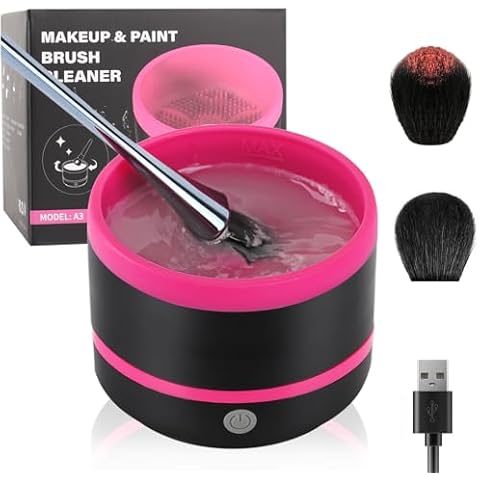DaizySight Electric Makeup Brush Cleaner Machine, Quick Cleaning Make Up Brush Washing Tool, Fast Spin and Clean in Seconds - Black & Pink Cover