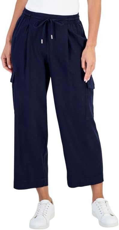 Nautica Jeans Women's Drawstring Cropped Cargo Pants (Night Sky, Medium)