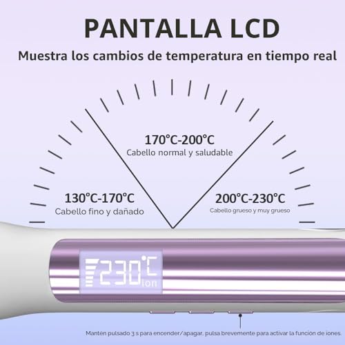 Miniatura 8 de Faszin Planchas Del Pelo 2 En 1, Calienta En 20s Plancha Pelo, De Titanio Con Iones Plancha De Pelo, Pantalla Lcd Clara, Ideal Para Alisar, Rizar Y Crear Ondas Blanco