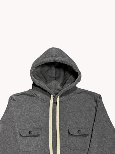 Mens Hooded Sweatshirt Long Sleeve Casual Drawstring Pullover Hoodies Lightweight Button Hooded Shirt with Pocket4