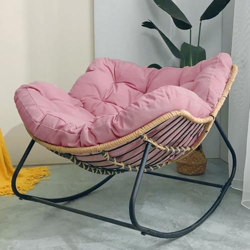Übergroßer Rattan-Schaukelstuhl mit gepolstertem Sitz, robuster...