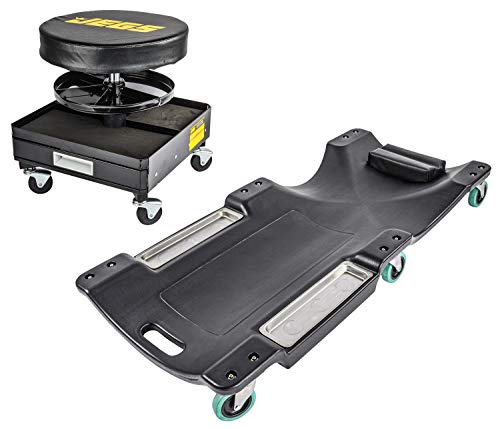 JEGS 81164K Creeper & Mechanic Seat Set Includes: (1) Low Profile Creeper (1) Me