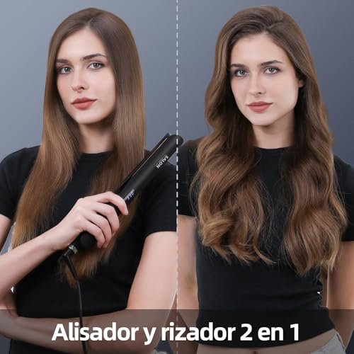 Miniatura 3 de Dekuri Planchas Del Pelo Y Rizadora 2 En 1, Placas Lisas De Titanio, Calentamiento Rápido En 30s, Pantalla Lcd 120-230 , Plancha Pelo Iónicas Para Mujeres, Negro Ónix