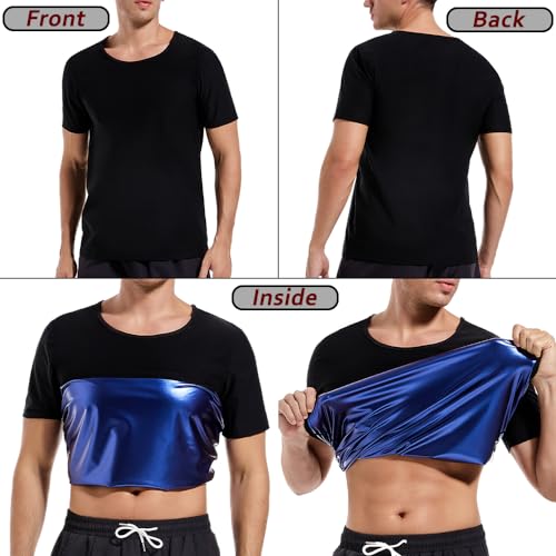 Everfion Camisa masculina sauna, Preto (interior azul), GG