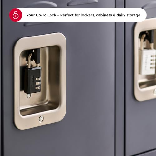 Master Lock Black Combination Padlock, Indoor Gym Locker Lock with Customizable 3-Digit Code for Luggage, Backpacks, Cabinets, 2 pk, 647EC2 by Master Lock - Image 2