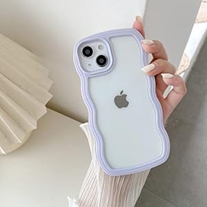 QLTYPRI Compatible with iPhone 11 Case, Cute Curly Wave Frame Clear Case for Girls Women, Transparent Soft Silicone TPU Bumper Shockproof Protective Phone Cover for iPhone 11 – Purple