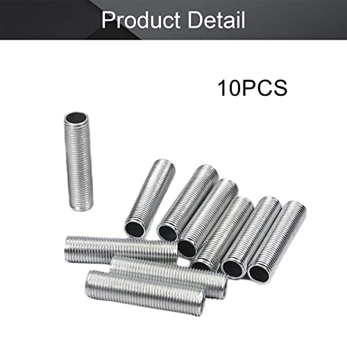 Image of Othmro 10Pcs Zinc Plated Lamp Pipe Nipple, M10 Thread 40mm Length 1mm Pitch Hollow Lamps Repair Part Hardware for Lamp Lights, Zinc Plated Silver Tone All Threaded