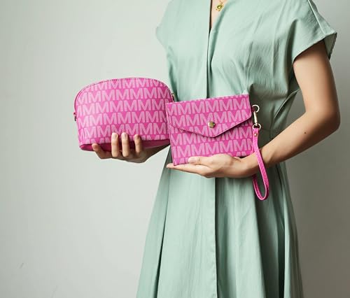 MKF Collection Tote Bag for Women, Shoulder Handbag & Wristlet Pouch Purse Top Handle Vegan Leather 4Pcs Set Pocketbook4