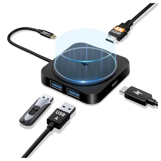 Station d'accueil USB C avec charge magnétique sans fil, hub multifonction 5 en 1, 4 K, HDMI, 100 W PD, 2 ports USB 3.0, pour MacBook/Dell/HP/Lenovo ordinateurs portables Windows Surface (noir)