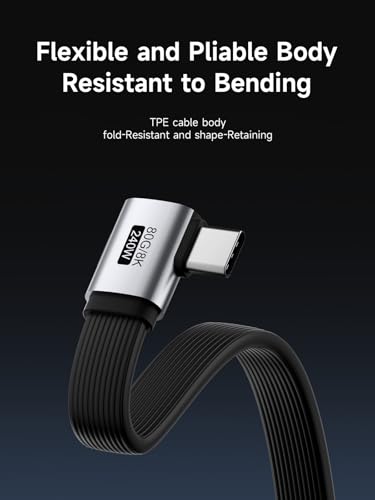 Image of Hagibis USB4 cable, 80Gbps Data Transfer, 240W Fast Charging USB-C Cable, 8K@60Hz USB 4 V2.0 Short Cable for iPhone 17 16 15 Pro Max, iPad Pro, Thunderbolt 5 /4 (Side 90 Degree, 10cm)