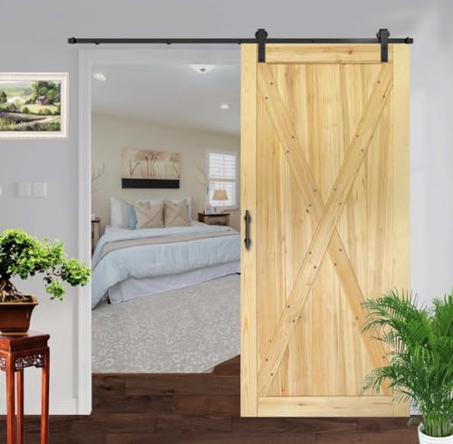 Tesirish DIY Sliding Barn Door Hardware Kit, Barn Door- Kit Included, Heavy Duty, Sliding Door Hardware, Solid Wood, Barn Doors with Hardware X Door (30