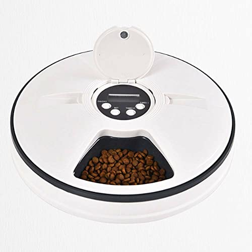 Aserell Basics Automatic Electronic Timed Pet Feeder -30 x 30 x7 cm 6 Meal Cat Food Bowls for Wet or Dry Food Dispenser with Timer and Voice (Black)