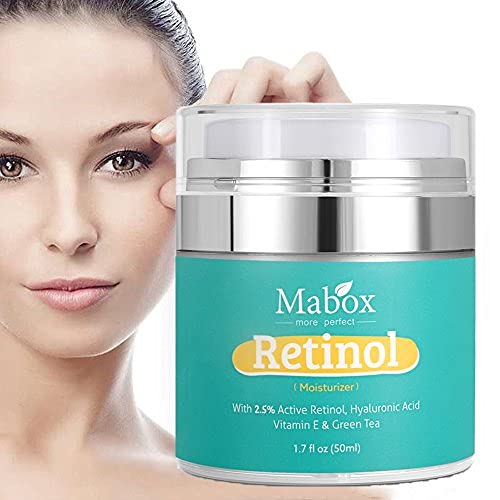 Mabox Moisturizer Cream For Face And Eye Area With 2.5% Active Retinol, Hyaluronic Acid, Vitamin E, Anti Aging Formula Reduces Wrinkles, Fine Lines, Best Day And Night Cream (1.7 Fl. Oz) #TOP6