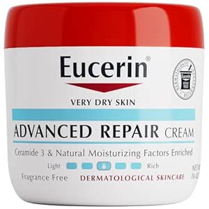 Eucerin Advanced Repair Body Cream for Very Dry Skin, Fragrance Free Daily Body Moisturizer, 16 Oz Jar