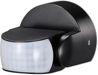 ARUM® Detector de movimiento para iluminación infrarroja – Distancia de detección de 12 m en campo libre – Ángulo 180° (pared – IP65 – Negro)