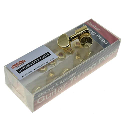 Wilkinson Locking Tuners 3x3 ROTO Style Full Size Locking Guitar Tuners Tuning Keys Pegs Guitar Machine Heads for USA Les Paul or Acoustic Guitars Gold - Thumbnail 6
