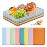 8-Piece Large Wheat Straw Tray Set, 15' x 10.6' Unbreakable Lightweight Serving Dishes for Fast Food, Crafts, Jewelry, or Organizer - Plastic Art Activity Trays
