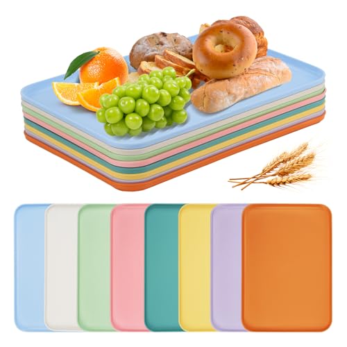 8-Piece Wheat Straw Art Tray Set 15" x 10.6" Serving Dishes for Crafts by LYHLYA - Used condition - US$25.63