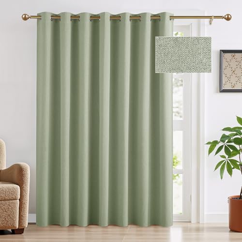RYB HOME Sage Green Total Blackout Curtain for Sliding Door Living Room