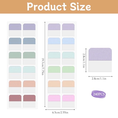 240 Stück Kleberegisterkarten Seitenmarker Haftstreifen Index Tabs Page Marker Selbstklebend Klebezettel Selbstklebend Tabs Haftnotizen für Büro, Dokumente, Bücher, Tagebuch, Ordner