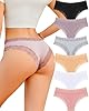 FINETOO Cotton Underwear for Women Sexy Panties Lace Hipster Low Rise Breathable Womens Cheeky 6 Pack S-XL