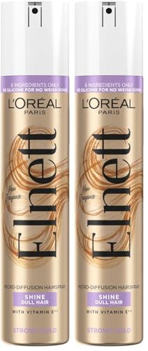 Image of L'Oréal Paris Elnett Hair Spray, for Dull Hair, Enriched with Vitamin E, Up to 72h natural strong hold, 200ml (Pack of 2)
