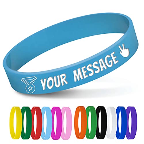 Pulseras a granel [personalizables], pulseras de goma para eventos, motivación, recaudación de fondos, pulseras de identificación para niños, festivales, azul