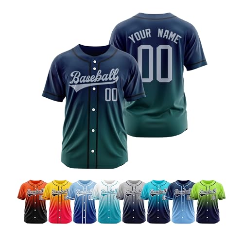 Custom Gradient Baseball Jersey Stitched/Printed Personalized Name Number Hip Hop Athletic V-Neck Shirts for Men Women Youth miniatura 1