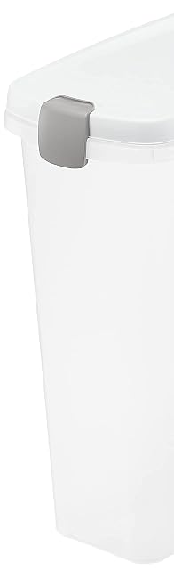 Foto 2 de 4 de Recipiente para alimentos para mascotas, 40 litros, cuerpo transparente y tapa blanca
