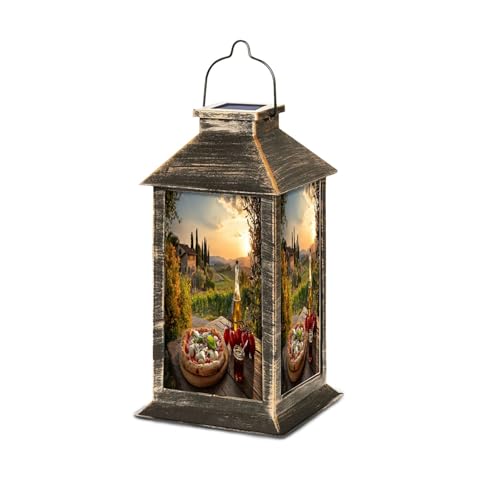 Solar Lantern Italian Pizza Against Villa Tuscany Italy Outdoor Waterproof Hanging Solar Light Outside Lights for Patio Yard House Lawn Decor Birthday Gifts for Women Mom