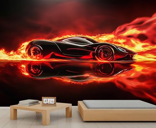 XBITUE Car Wall Mural, Supercar Wall Murals for Living Room, Racing Wallpaper for Bedroom (Not Peel n' Stick)