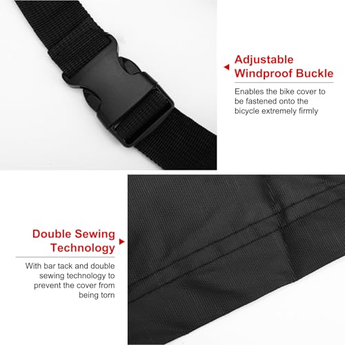 WODHMIEY Heavy Duty Bike Cover for 2-3 Bikes, 600D Oxford Water Proof Motorcycle Bike Cover with Buckle Design,Reflective Webbing, for Mountain Bike, Car Hitch Rack Transport Travel Storage by WODHMIEY - Used condition - Image 4