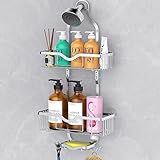Kerisgo Hanging Shower Caddy, Over Head Shower Caddy Shower Organizer Rack with Soap Dish, Adjustabl