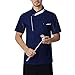 wei Unisexo Corto Manga Cocinero Saco Cafetería Panadería Camarero Chaqueta Disfraces Verano Profesional Cocina Uniforme Trabajo Vestir,Azul,M