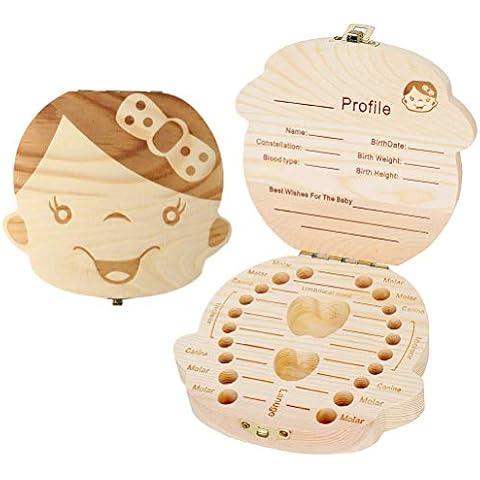 pengxiaomei Baby Teeth Save Box, Baby Teeth Box Save Organizer Milk Teeth Box Wooden Tooth Keepsake Box for Baby Kids Milk Teeth Memory Storage Boxes Organizer for Girls Cover
