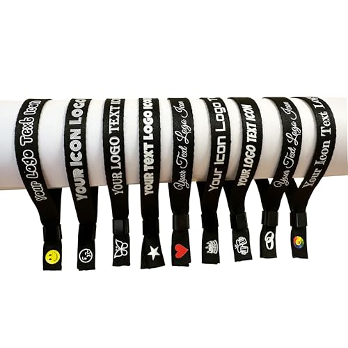 Bracelet tissu personnalisable noir contre la fraude en festival