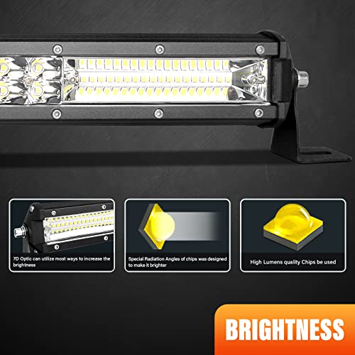 Faro de trabajo rectangular con bombillas LED de 6000K para tractor y camión 216W 3
