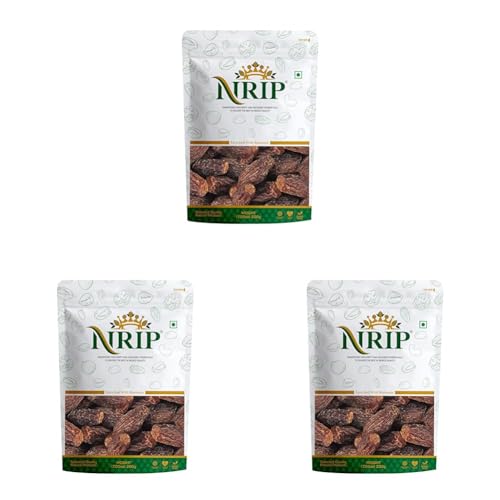 Image of NRIP Black, Brown Dates Dry /Sukha Khajoor (Kala Chuara) 200 Gm (Pack of 3)