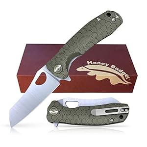 Western Active Honey Badger Small Pocket Knife EDC Wharncleaver Folding Utility Knife 2.75″ Steel Blade for Everyday Carry, Reversible Pocket Clip – (2.6oz) Wharncleaver Small Green HB1047