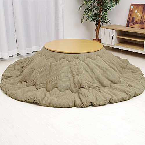 先染めつむぎ織 こたつ布団 円形205cm円形 グリーン