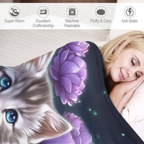 Couverture pour chat lavable et plaid flanelle chaude 100x130 de canapé