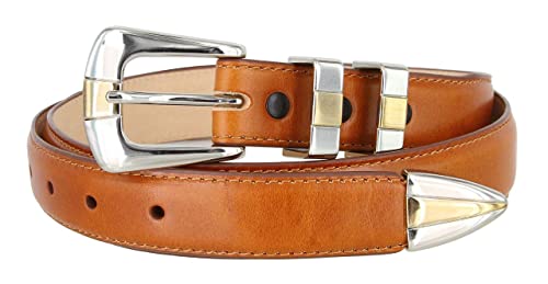 S6096 Genuine Full-Grain Cowhide Leather Tan Dress Belt 1-1/8"(30mm) taper down to 1"(25mm) wide2