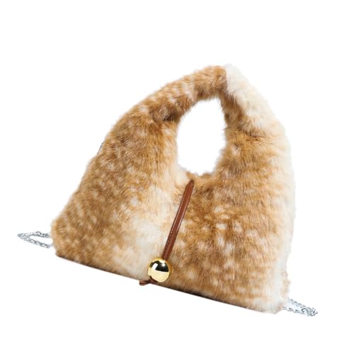 Sac fausse fourrure femme grand format style coréen à bandoulière chaîne chic