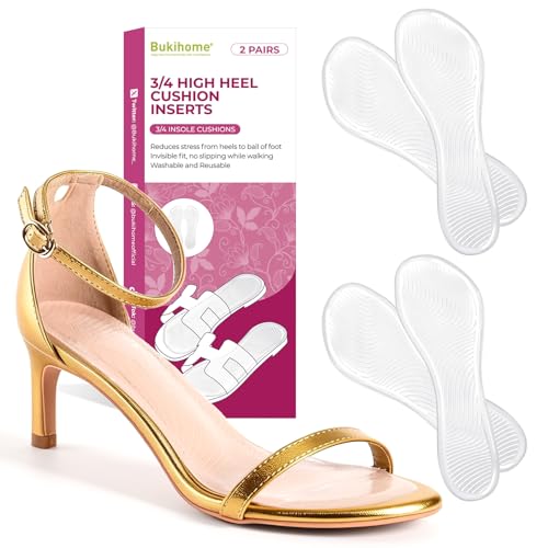 High Heels Cushion Insoles for Women - Bukihome 3/4 Gel Inserts for High-Heeled Shoes, Sandals,...